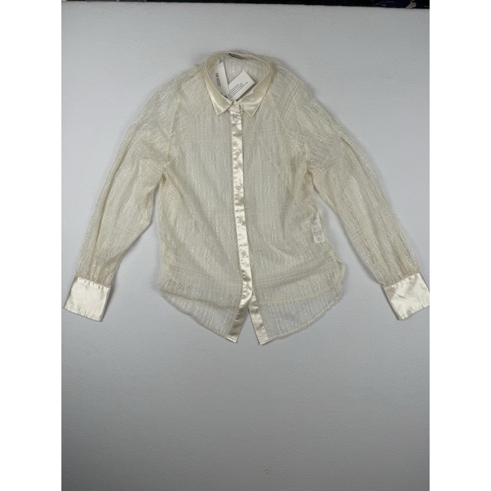 Women's Jason Wu Long Sleeve Lace Button Up Blouse Size Medium